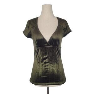 Vintage Y2k Babydoll Velvet Top Size S Green Forest Fairy Grunge Goblincore Boho